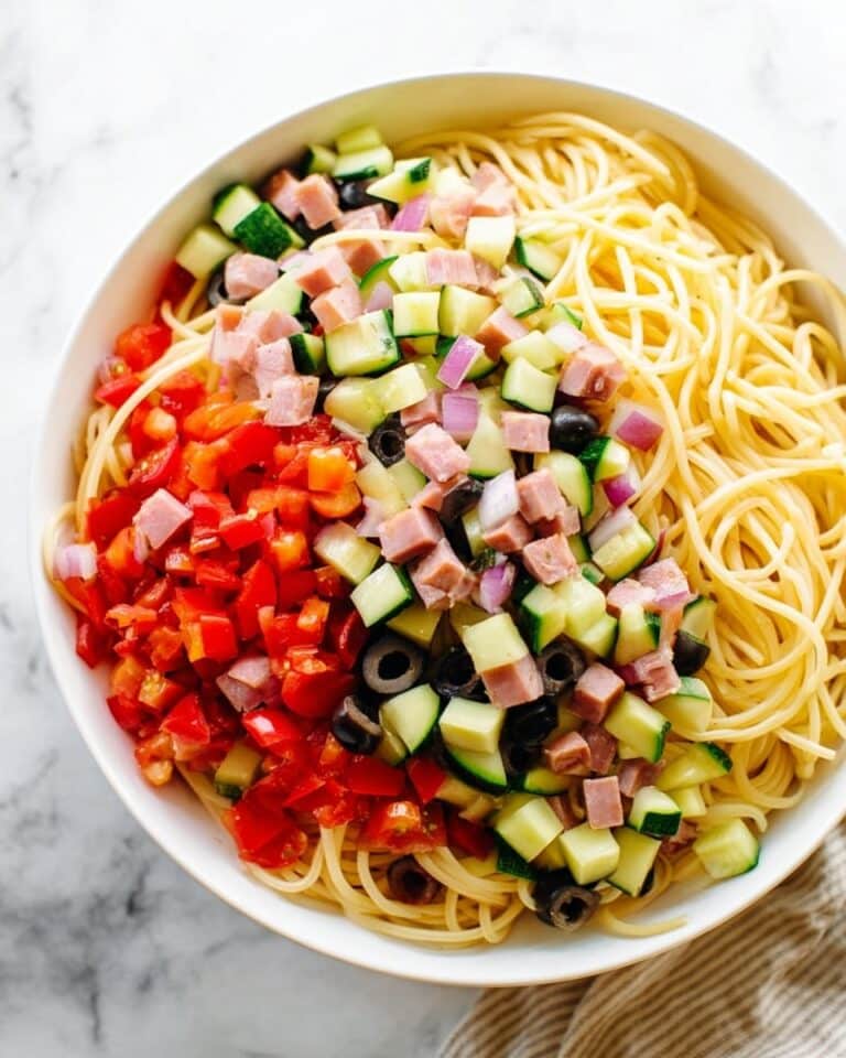 Fast and Fresh Spaghetti Salad with Veggies and Salami Recipe