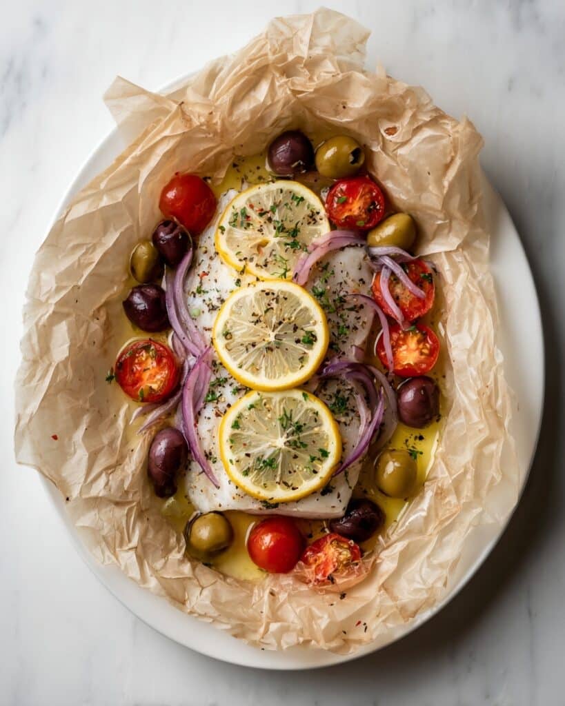 Air Fryer Mediterranean Cod in Parchment Paper Recipe