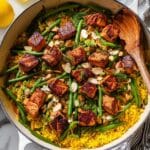 One Pan Sumac Salmon with Golden Rice and Green Beans Recipe