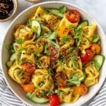 Potsticker Salad with Tamari-Balsamic Dressing and Fresh Vegetables Recipe