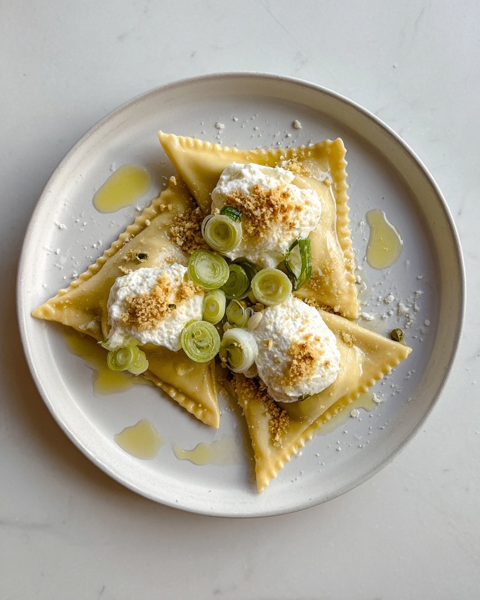 Leek & Burrata Triangoli with Lemon Butter & Breadcrumbs Recipe