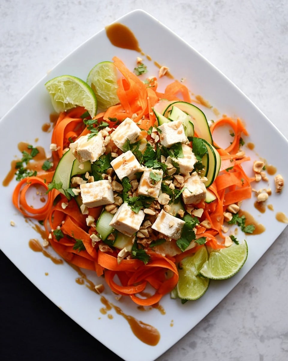 Noodle-Free Tofu Pad Thai with Shaved Carrots and Zucchini Recipe