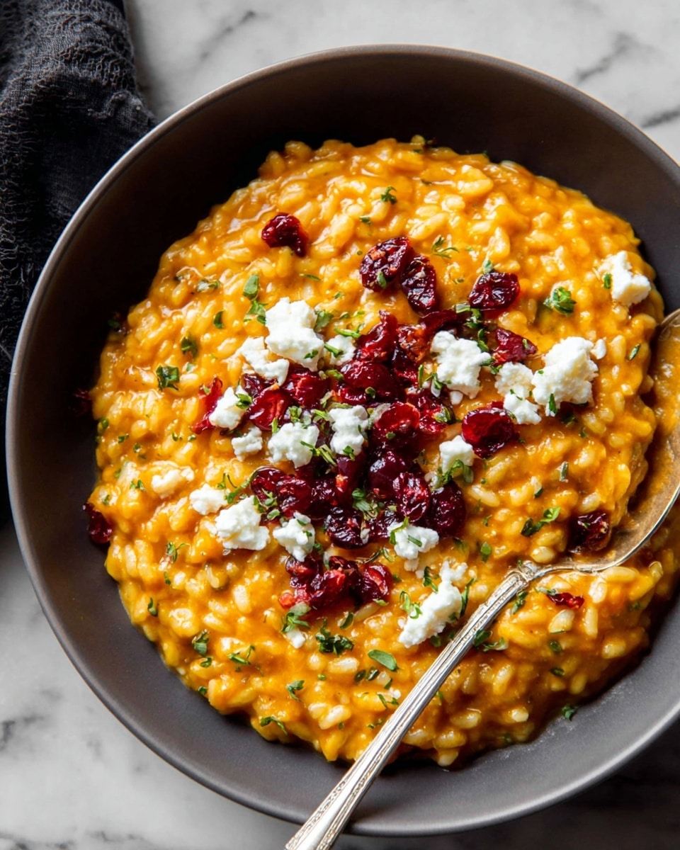 Pumpkin Risotto with Goat Cheese and Cranberries Recipe