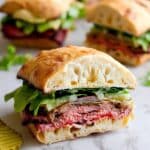 Hot Roast Beef Sandwich with Caramelized Onions, Provolone, and Arugula Recipe