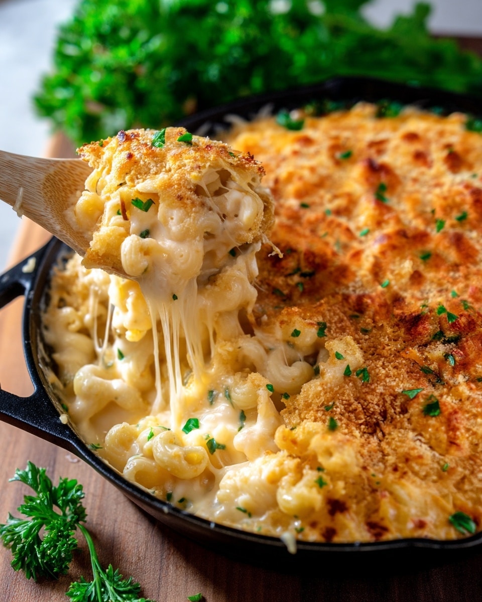 Three Cheese Mac and Cheese with Garlic Sage Breadcrumb Topping Recipe