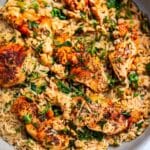 One Pan Herbed Chicken and Parmesan Rice Dinner Recipe