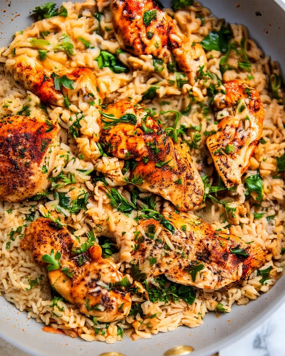 One Pan Herbed Chicken and Parmesan Rice Dinner Recipe