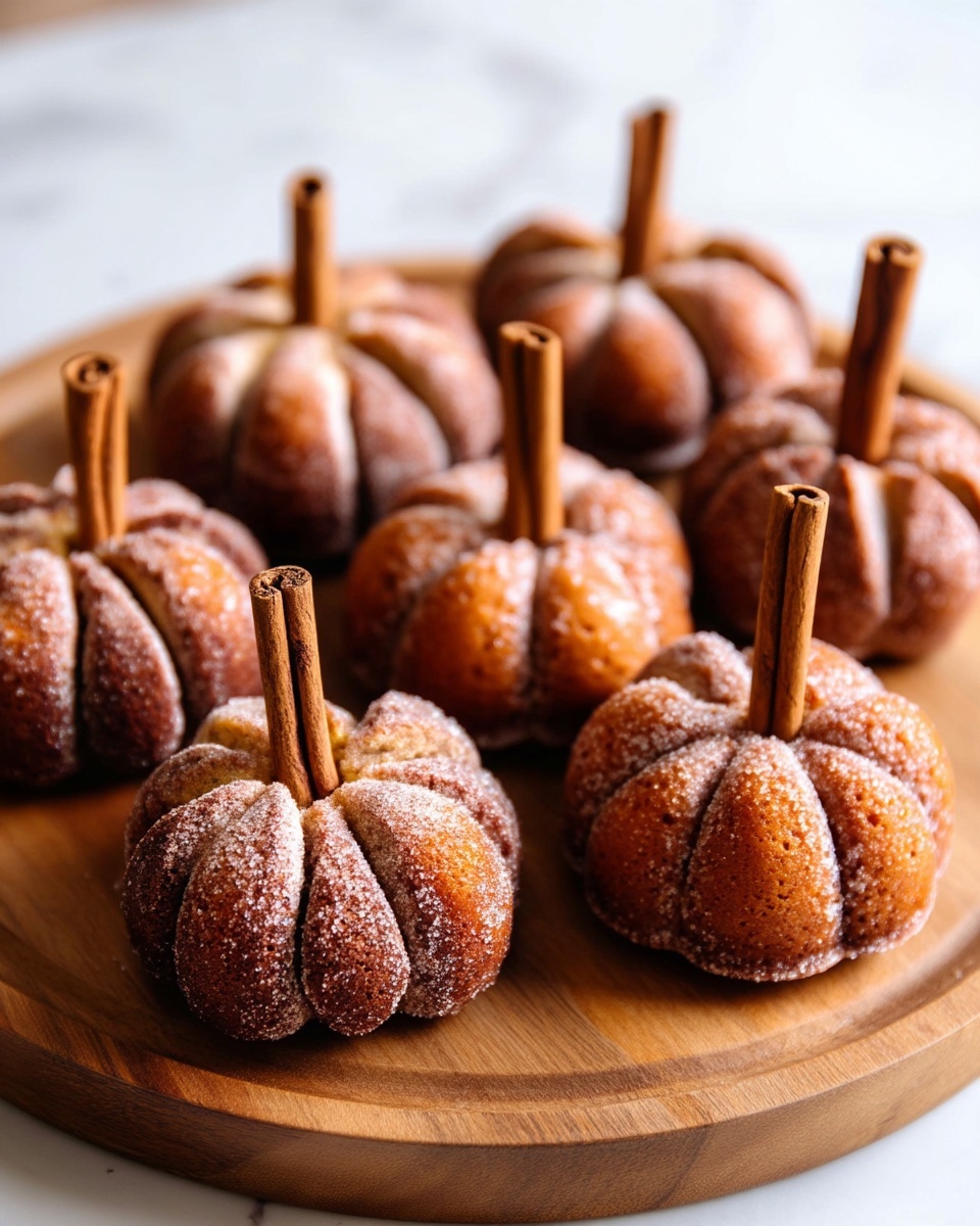 Pumpkin Donuts with Pumpkin-Shaped Indentations and Cinnamon-Sugar Coating Recipe
