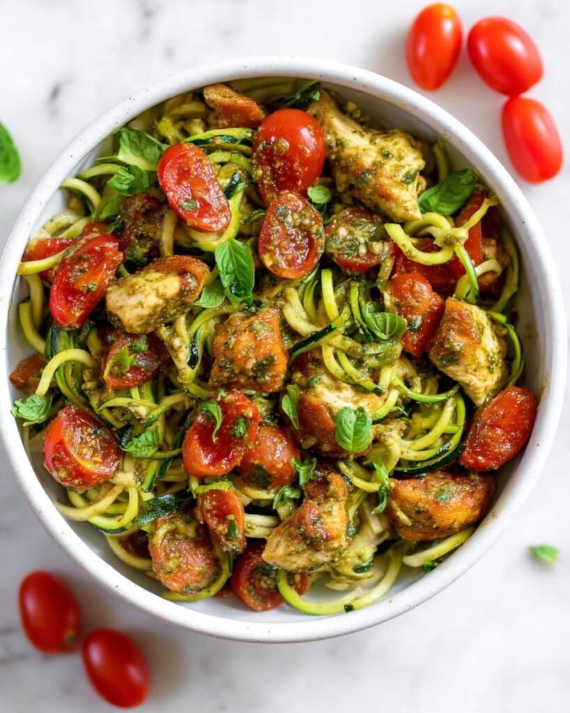 Pesto Chicken Zucchini Noodles Recipe